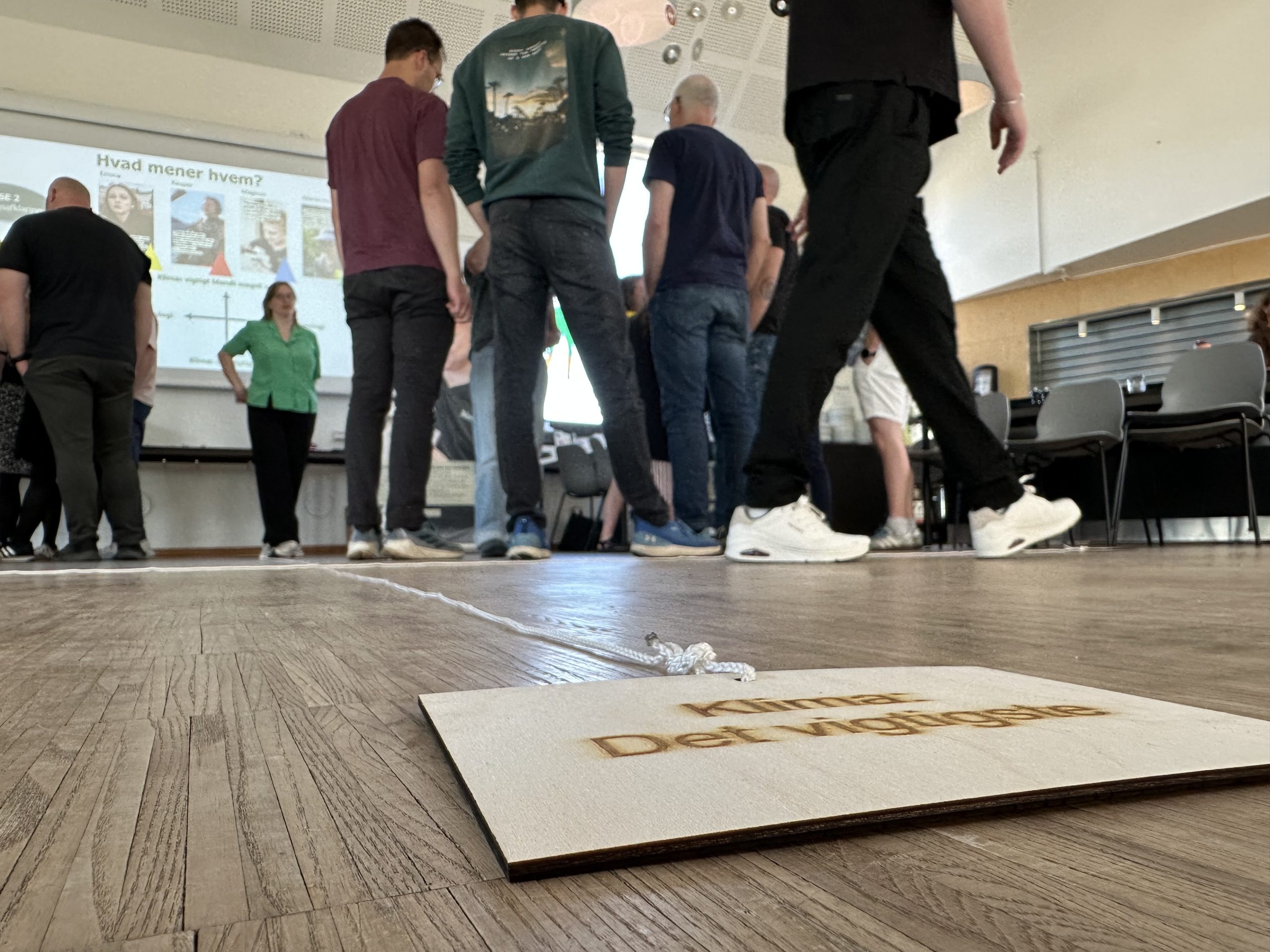 Deltagere placerer sig i koordinatsystem. Den ene ende af aksen viser Klima: det vigtiste
